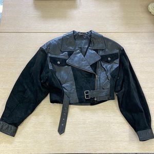 VINTAGE Leather Jacket NWT Cropped Black Deadstock